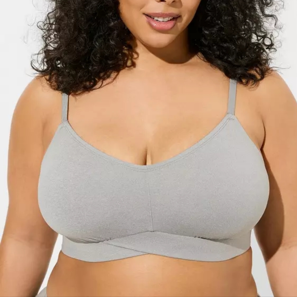 Torrid Lightly Lined Heather Cross Front Bralette 2X NEW gray